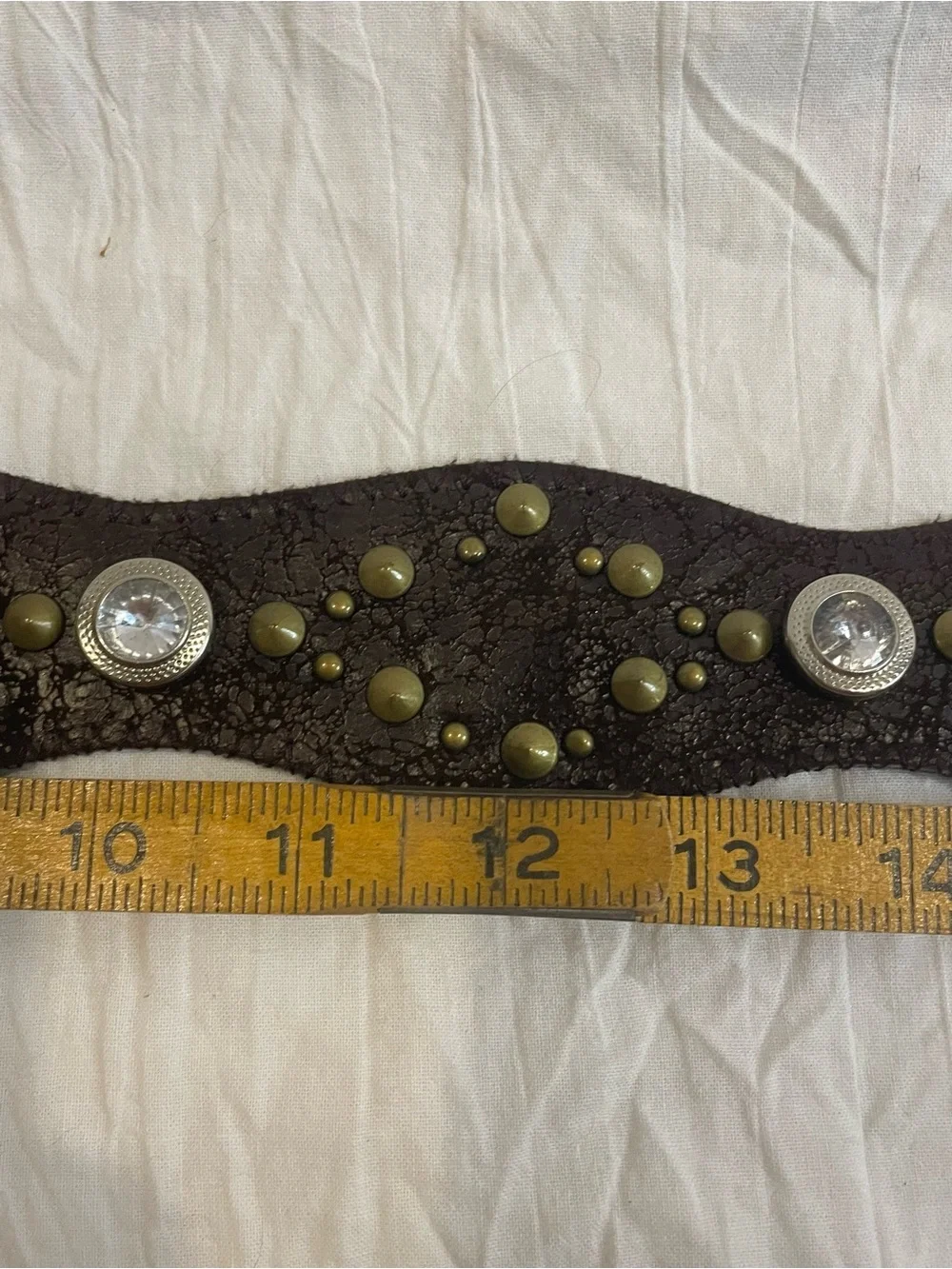 Y2K Boho Western Brown Studded Belt Rhinestone Buckle Coastal Cowgirl